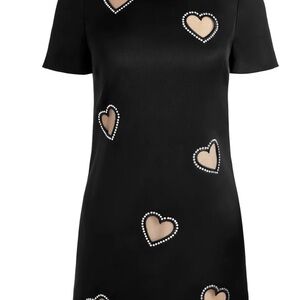 Alice + Olivia Black Embellished Mini Sheath Dress